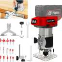 Cordless Wood Router Trimmer Compatible With MILWAUKEE 18V Battery, 800W 30000 RPM Brushless Motor Hand Palm Router with 15pcs 1/4"Shank Router Bits for Woodworking, Slotting(NO Battery)