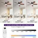NKPU Ceiling Fans with Lights, Low Profile Ceiling Fan with Light and Remote/APP Control, DC Motor, Noiseless, Flush Mount, 42inch Brown Ceiling Fan for Bedroom Indoor/Outdoor Use