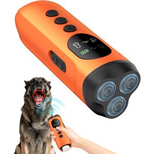ATESON 3X Ultrasonic Dog Bark Deterrent, Long Range Anti Barking Device for Small Dog, Rechargeable Behavior Training Tool with Flashlight, Safe Humane for Indoor Outdoor Use