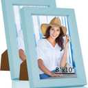 8x10 Picture Frame, Solid Wood Frame with Plexiglass, Wall Hanging or Tabletop for Home Decor, Light Blue, 2 Pack