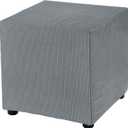uxcell Square Ottoman Cover 18x18x18inch Stretch Polyester Washable Ottoman Slipcovers Elastic Foot Stool Foot Rest Protector for Living Room Bedroom, Dark Grey
