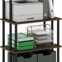 Furinno Turn-N-Tube Printer Stand, 5-Tier Printer Stand with Storage Shelf and Closed Cabinet, for Home Office, Brown Walnut