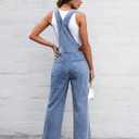 luvamia Jean Overalls for Women Straight Wide Leg Baggy Stretchy Denim Bib Adjustable Strap Casual Jumpsuit Loose Fit (Blue, L)