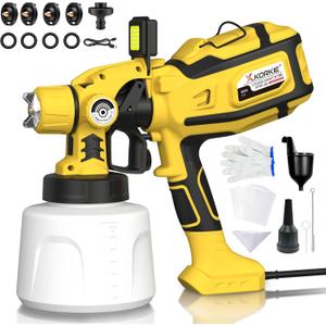 Paint Sprayer for House Painting, Paint Sprayer with 1250W Powerful Copper Motor, 1400ml (47oz) Container, 5 Brass Nozzles & LED Light, Easy to Clean for House, Fence, Furniture, DIY, Garden, Wallsr