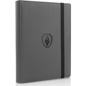 Trading Card Binder 9 Pocket, Fabmaker PU Cover Card Collection Binder for 360 Cards, Premium Card Book, Sturdy Card Holder Folders, Card Album for YuGiOh, MTG, TCG, Game Cards & Sports Cards, Grey