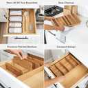 KitchenEdge Bamboo Kitchen Towel and Food-Storage Organizer, Perfect for Kitchen Drawers, Cabinets, Pantry, 5 Adjustable Wall Inserts, Organize & Store Plastic Food Containers