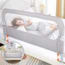 Baby Bed Rail Guard for Toddlers - 47" Toddler Bed Side Rails for Twin, Full, Queen Bunk Size Bed Swing Down Bedrail Extral Tall Child Safety Side Railing Guards for Kids (47 Inch, Grey)