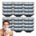 Precision Razor Blades 24Pcs Double Lubrication Strip Manual Razor Replacement Blades,Compatible with Mach 3 Razors Refills,Men's Manual Universal Shaver Blades