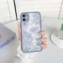 NITITOP Compatible with iPhone 11 Case Cute Aesthetic Floral Flower Vintage Rose Pattern Matte Clear Women Girl Full Camera Lens Slim Hard PC Shockproof Pritective Cover - Blue