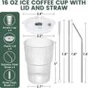 HIGIINC Iced Coffee Cups With Lids and Straws 4 Pcs, 16 OZ Unbreakable Glasses Drinking Set,Clear Plastic Cups Reusable Iced Coffee Tumbler with Lid and Straw, To Go Coffee Cups Dishwasher Safe