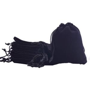 Sansam 50pcs Small Drawstring Velvet Jewelry Pouches, 4.0x4.8 Inch Black Drawstring Velvet Gift Bags,Treat Favor Bags for Wedding, Party, Shower