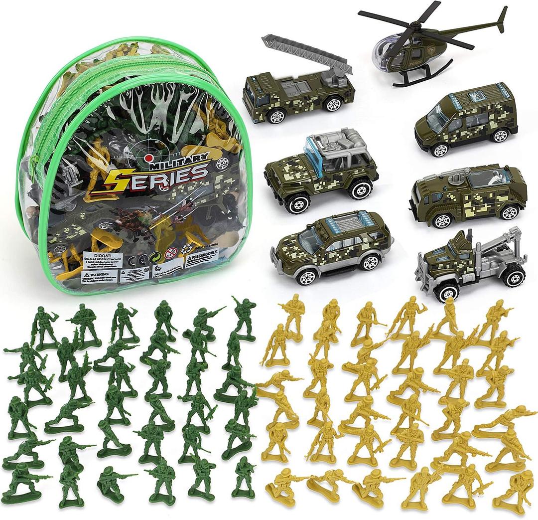 TOY Life Army Men Action Figures Toys Plastic, Toy Soldiers for Boys with Helicopter, Green Military Playset