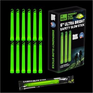 PartySticks Emergency Glow Sticks - 12 Ultra Bright Individually Wrapped Military Grade Chem Lights - 12 Hour Bulk Tactical Light Sticks for Survival Gear, Camping, and Power Outages