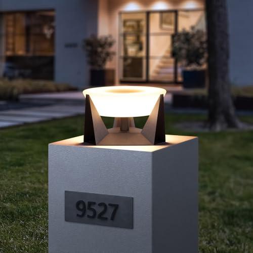 MVBT Outdoor Post Light Hard Wired, 11" Column Lamp Not Solar, Modern Pillar Lantern Waterproof Fence Deck Cap LED Lights Exterior Landscape Lighting Fixture Electric for Patio Garden Yard Gate Posts