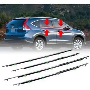 4Pcs Weatherstrip Window Moulding Trim Seal Belt Compatible with 2007-2011 Honda CRV Replaces# 72410-SWA-A01, 72450-SWA-A01, 72910-SWA-A01, 72950-SWA-A01