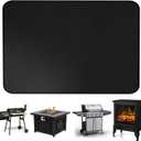 65 x 38 inches Fire Pit Mat Grill Mat for Outdoor Grill Deck Protector BBQ Mat, Ideal for Outdoor Grills, Fire Pits, Protects Decks & Patios from Heat and Oil, Grilling Companion, Black