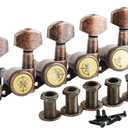Guyker Guitar Locking Tuners (6 for Left) - 1:18 Lock String Tuning Key Pegs Machine Head Replacement for ST TL SG LP Style Electric, Folk or Acoustic Guitars - Antique Bronze