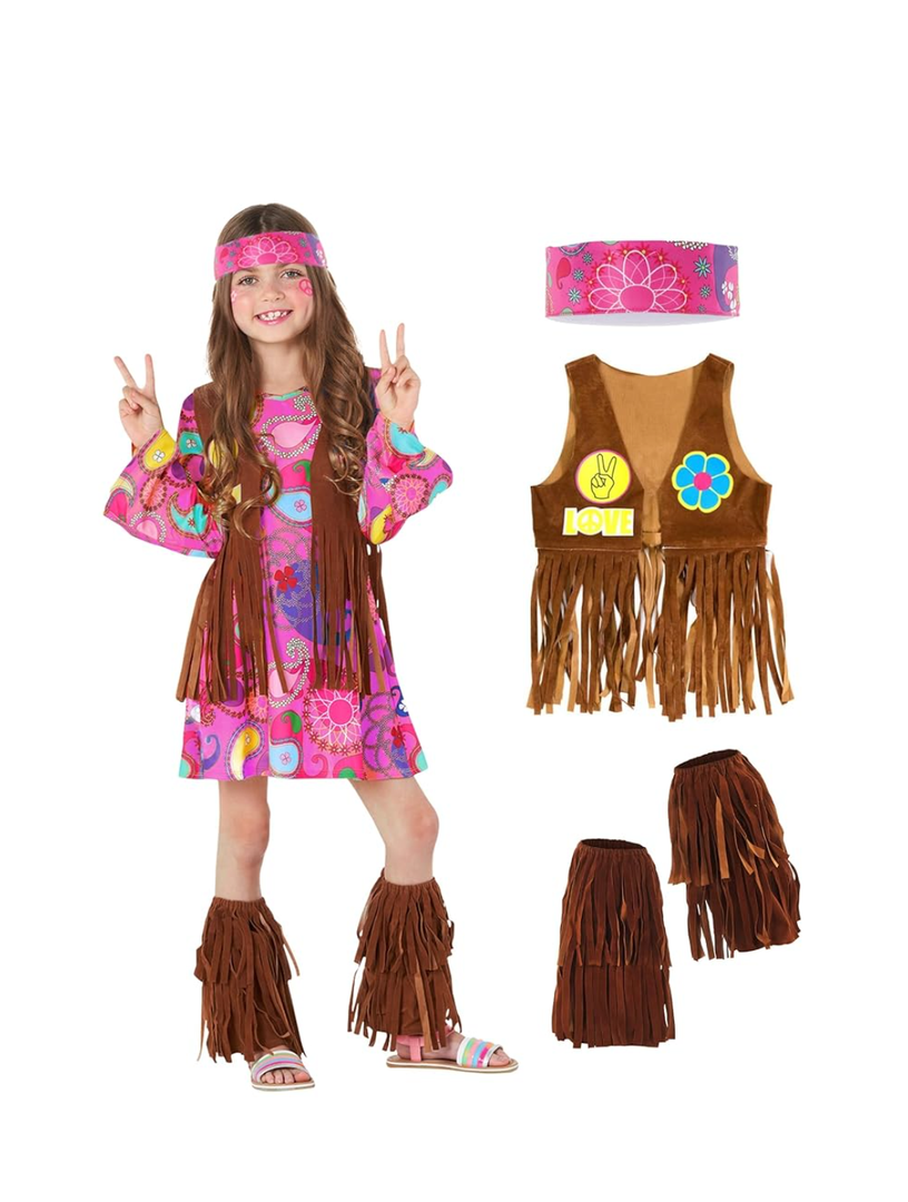 Morph 70s Outfits For Girls, Girl Hippie Costume, 60s Outfits For Girls, Hippie Costume For Kids, Kid Disco Outfit, L