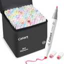 Caliart Pastel Markers, 100 Colors Dual Tip Art Markers Sketch Pens Permanent Alcohol Based, with Case for Adults Artists Drawing Illustration Sketching Coloring