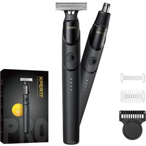 Xpert T Styling Electric Shavers for Face, Beard Trimmer & Body Groomer Kit, Fast Charging Razor with 0.4-9mm Adjustable Comb 2 Body Guards, Portable for Travel Wet/Dry Use Type-C Cordless Black