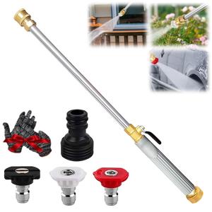 Jet Nozzle Power Washer for Garden Hose, Pressure Washer Wand with 3 Spray Tips and Quick Connectors, Hydro Jet Cleaning Tool for Car Washing, Patio, Garden, and Outdoor (Gray)