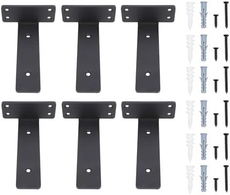 14 Pcs Shelf Bracket 6 Inch Black Matte Coating Heavy Duty Iron Wall Mounted Shelf Support Brackets for Home