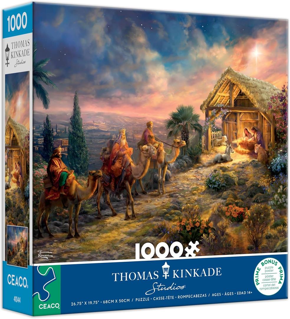 Ceaco - Thomas Kinkade - Away in a Manger - 1000 Piece Puzzle for Adults - Challenging and Perfect for Game Nights - Finished Puzzle Size 26.25 x 19.75
