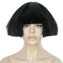 Black Bowl Cut Wig Women Funny Wigs for Women Adults Men Haircut Fluffy Straight Mushroom Wigs Yaki Wig for Anime Cosplay Costume Outfit Halloween Party+ Hair Cap