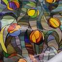 3D Stained Glass Window Film, Decorative Window Privacy Film for Bathroom,Front Door,Home, Sun Blocking Heat Control,Static Cling, Moonlight Tulip, 23.6inch x 35.4inch