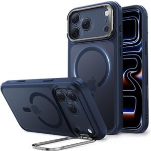 ESR for iPhone 17 Pro Case with Stash Stand, Compatible with MagSafe, Military-Grade Drop Protection Magnetic Phone Case, Scratch-Resistant Back Cover,Frosted Blue
