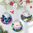 5 x Lotus Stained Glass Ornament - Christmas Tree Decorations, Lotus Ornaments for Christmas Tree, Holiday Presents