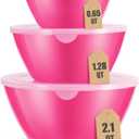 Mixing Bowls with Lids Set of 3Lightweight Serving Bowl with lidNesting Plastic Salad Bowls with Lids for Kitchen PreppingBakingServingMicrowave SafeDishwasher Safe (Purple)