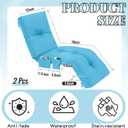 2 Pcs Outdoor Chaise Lounge Cushions with 3 Side Pocket 76x22x6 Inch Waterproof Long Deck Reclining Chair Cushions Fade Resistant Replacement Cushion for Furniture Lawn Pool (Bright Blue,Solid Color)