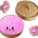 Dumpling Squishy,Squishy Fidget Toys,Squishy Dumpling Toy,Dumplings Squishys Mystery Box,Mystery Dumplings,Squishys Stress Relief Fidget Gifts for Kids & Adults Anxiety Relief Squeeze Toy(Pink)