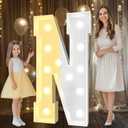 Pooqla 4 FT Marquee Light Up Letters, Cool White and Warm White Marquee Letter 4 Feet Tall, Giant LED Sign Big Mosaic Letter N for Balloons Birthday Party Anniversary Wedding Decorations