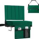 Stadium Seat for Bleachers with Back Support 2 Pack, Portable Bleacher Seat with Padded Cushion, Metal Hook, Folding Stadium Chair with Shoulder Strap, Carry Handle, Cup Holder, Green