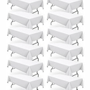 Pureegg Rectangle Table Cloth 60" x 102" – Durable Polyester Tablecloth Offers Reusable & Washable Protection, Ideal for Outdoor Party, Picnic, Wedding, Banquet and Birthday, 12 Pack, White