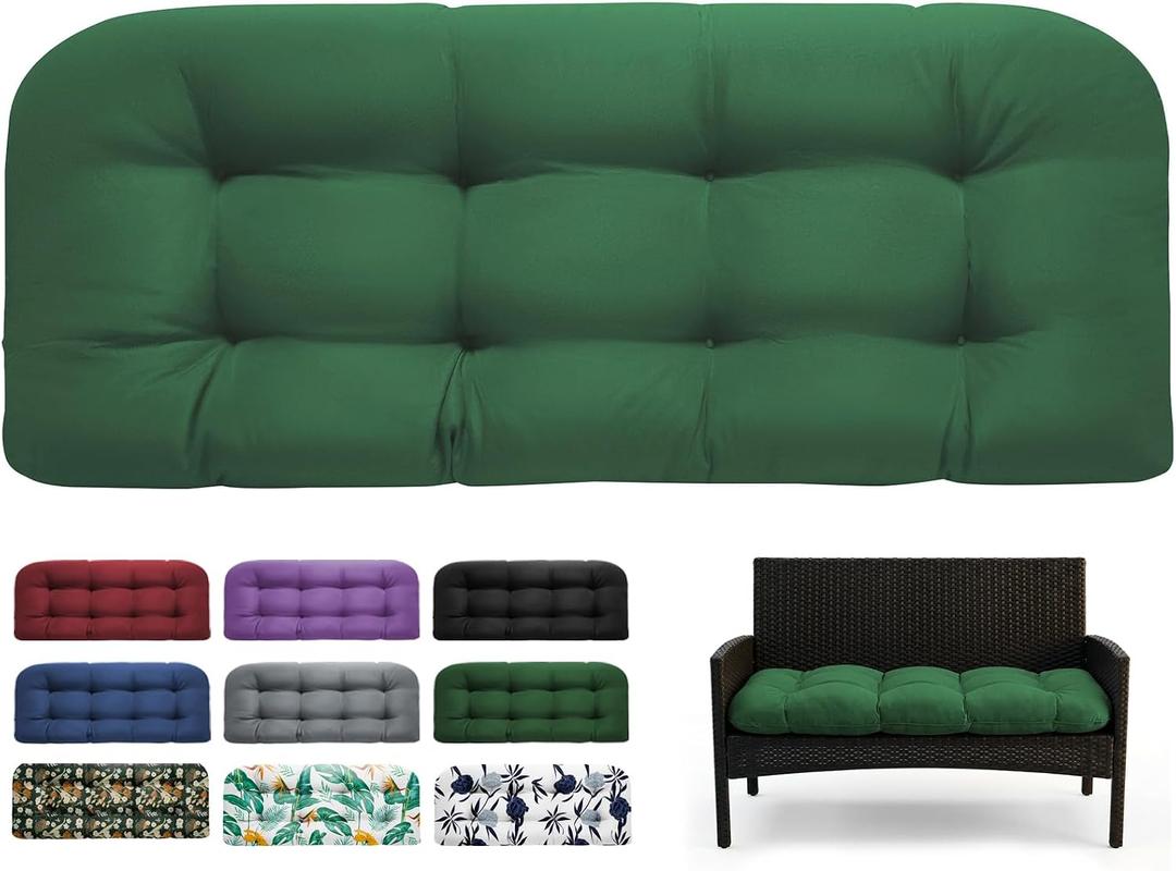DANGHOOGY Outdoor Bench Cushions, Waterproof Patio Loveseat Cushions for Outdoor Furniture, Thick Love Seat Bench Cushions, 44" x 19" x 5", Green
