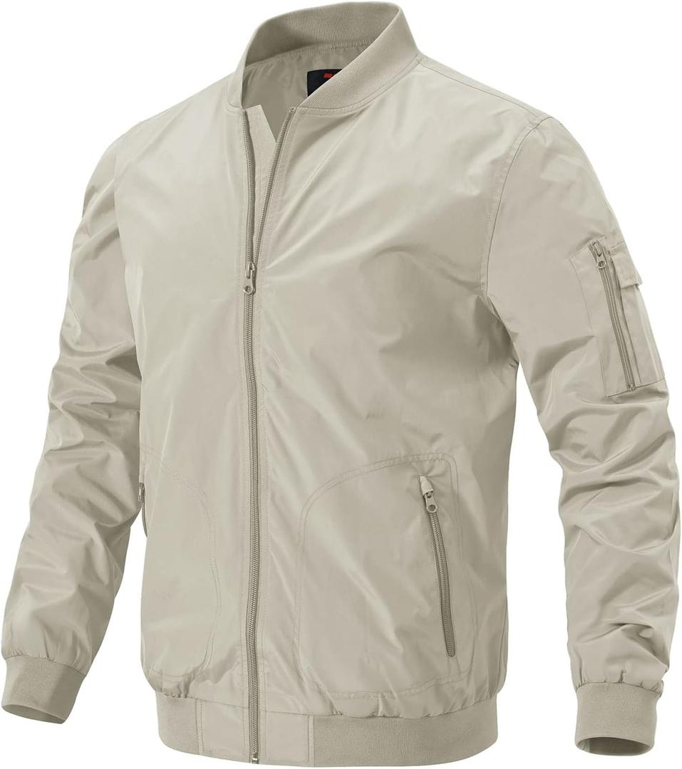 Gopune Men's Windproof Bomber Jacket Lightweight Windbreaker Outdoor Golf Fashion Coat (X-Large)