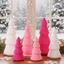 Thyle 6 Piece Pink Christmas Ornaments Velvet Christmas Tree, Cone-Shaped Indoor Xmas Decoration Centerpieces for Table Shelves, Living Room Home, Cabinet Mantel Decorations