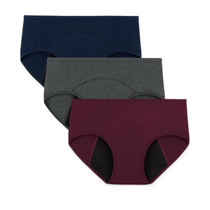 INNERSY Period Underwear for Women Teens Leak-Proof Menstrual Cotton Protective Hipster Panties 3-Pack M