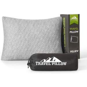 Camping Pillow Shredded Memory Foam Pillow, Compressible Travel Pillow Breathable Cover, Ideal Backpacking Airplane Hiking