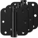 3 Pack Self Closing Door Hinges 3.5 Inch, Matte Black Spring Loaded Hinges with 5/8'' Radius Corners, Adjustable Tension for Garage, Front Door, for Left and Right Hand Door, UL Listed