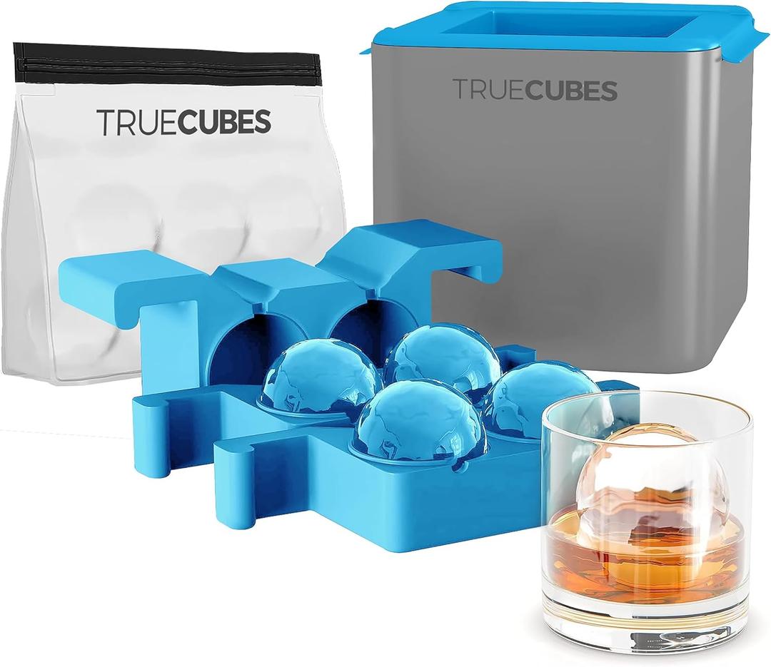 True Cubes Crystal Clear Ice Cube Maker, 4 Large 2"x2"x2" Ice Cubes for Cocktails and Drinks, Silicone Mold for Pure, Bartender-Quality Ice - Great for Hosting and Entertaining, Whiskey Gifts for Men