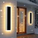 2-Pack 24IN Modern Outdoor Wall Light LED Long Wall Lighting Fixture IP65 Waterproof Wall Lamps, Dimmable 24W 2200LM Black Wall Sconce, 3000K/4000K/5000K Selectable, ETL