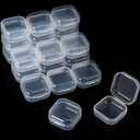 36 Pieces Rectangle Clear Plastic Containers Transparent Beads Storage Containers Box Jewelry Storage Box Case with Hinged Lid for Small Items Beads Jewelry (1.3 x 1.3 x 0.7 Inches)