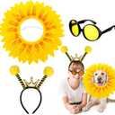 3 Pcs Large Dog Halloween Costume Set Includes Sunflower Headband Outfits Bee Antenna Headband and Bee Sunglasses for Large Dogs Cosplay Costume Accessories Halloween Party Supplies
