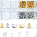 12 Styles 600 Pcs Earring Backs for Studs, Clear Plastic Earrings Hypoallergenic Metal Rubber Silicone Earring Backs Bullet Clutch Stoppers Replacement Kits for Fish Hook Earring Studs Hoops
