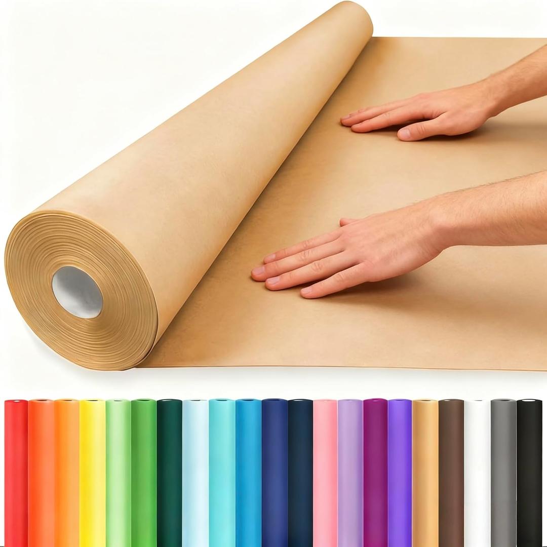 Vanhench Brown Wrapping/Packing Paper Roll 36"x 2520" (210'), Kraft/Craft Paper for Bulletin Board Birthday Christmas Thanksgiving Gift Art Bouquet Flower Poster Shipping Moving Supplies, 70GSM 50LB