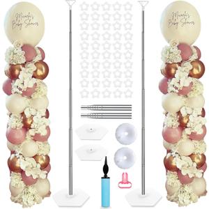 Balloon Columns Set of 2 Adjustable Metal 6.8 Feet Stands for Floor, Column Stand for Baby Shower Birthday Graduation Wedding Christmas Party